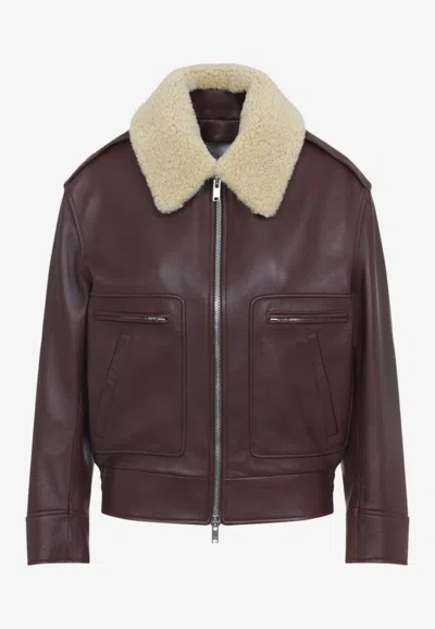 Bottega Veneta Shearling Nappa Leather Bomber Jacket