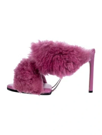Pre-owned Bottega Veneta Shearling Slides In Pink