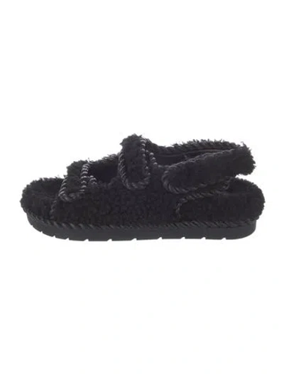Pre-owned Bottega Veneta Shearling Slingback Flats W/ Tags In Black