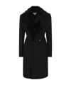 Bottega Veneta Shearling-trim Double-breasted Coat In Black