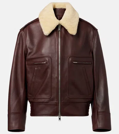 BOTTEGA VENETA SHEARLING-TRIMMED LEATHER BLOUSON