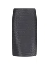 Bottega Veneta Womens Intrecciato Two-slip-pockets Leather Midi Skirt Black In Brown