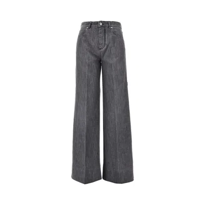 Bottega Veneta Shed Denim Palazzo Pants In Black