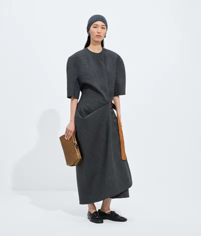 Bottega Veneta Shetland Wool Toile Dress In Ardoise Melange