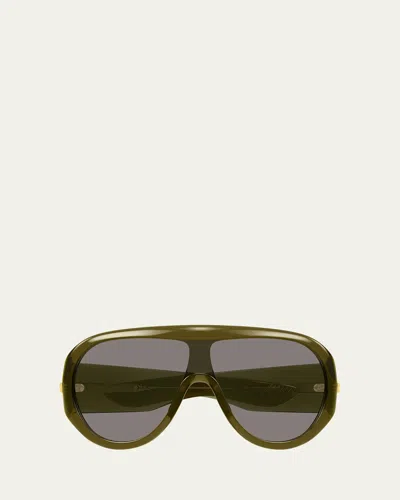 Bottega Veneta Shield Acetate Sunglasses In Green