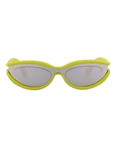 Bottega Veneta Shield-frame Metal Sunglasses Sunglasses Silver Size 56 Metal In Green