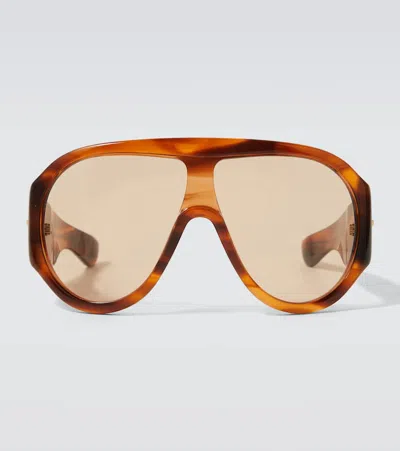 Bottega Veneta Shield Sunglasses In Brown