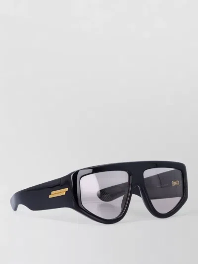Bottega Veneta Shield Sunglasses Gold Ribbon Detail Temples In Black