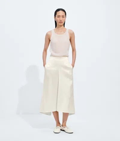 Bottega Veneta Shiny Cupro Skirt In Parchment