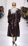 Bottega Veneta Shiny Intreccio Leather Coat In Black