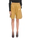 Bottega Veneta Leather Shiny Gaucho Shorts In Yellow