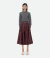 Bottega Veneta Pleated Glossed-leather Midi Skirt In Jam
