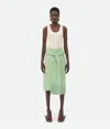 Bottega Veneta Shiny Leather Skirt With Knot Detail In Fresh Mint