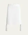 Bottega Veneta Leather Skirt With Tassel And Side Split In Bianco
