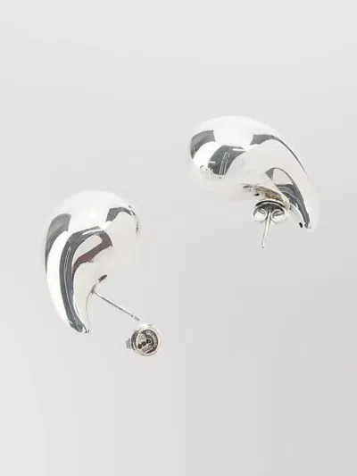 Bottega Veneta Shiny Silver Drop Stud Earrings In Metallic