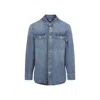 Bottega Veneta Denim Shirt With Flap Pockets And Contrasting Stitching In Blue