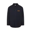 Bottega Veneta Quilted Cotton Overshirt With Front Pocket And Rounded Hem In Blue