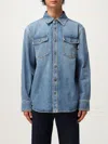 Bottega Veneta Denim Shirt With Flap Pockets And Contrasting Stitching In Blue