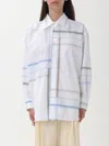 Bottega Veneta Womens White Blue Green Tau Checked Dropped-shoulder Relaxed-fit Cotton Shirt In White