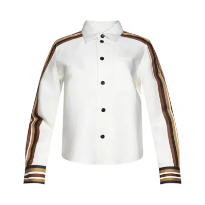 Pre-owned Bottega Veneta Shirt 'chalk/pecan/caramel' | White | Women's Size 42