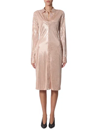 Bottega Veneta Elegant Button-up Shirt Dress In Nude