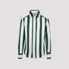 Bottega Veneta Long-sleeved Striped Shirt In Iceberg Dark Green