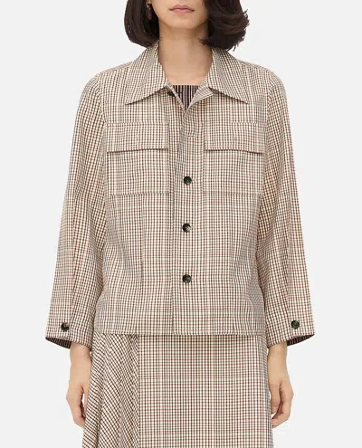 Bottega Veneta Shirt Mini Check Tech Viscose In Neutral