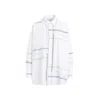 Bottega Veneta Womens White Blue Green Tau Checked Dropped-shoulder Relaxed-fit Cotton Shirt In White