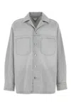 Bottega Veneta Grey Shirt With Patch Pockets On The Chest In Denim Man In Gray