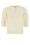 Bottega Veneta Wool Sweater With Ribbed Hem And Button Detail In Yellow