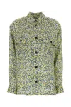 Bottega Veneta Women Printed Silk Shirt In Green