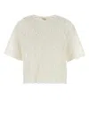 Bottega Veneta Lace Round Neck Fish Top In Neutral
