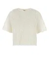 Bottega Veneta Lace Round Neck Fish Top In Neutral