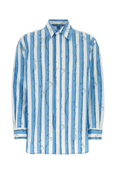 Bottega Veneta Swimmers Printed Light Cotton Shirt In Admiral Pineapple