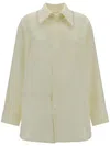 Bottega Veneta English Embroidery Linen Shirt In Beige