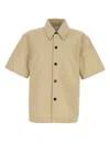Bottega Veneta Nylon Blend Shirt With Back Pleat Detail In Beige O Tan