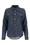 Bottega Veneta Blue Silk And Viscose Denim Printed Shirt In Blue