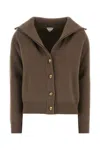 Bottega Veneta Compact Wool Blend Cardigan In Brown