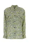 Bottega Veneta Women Printed Silk Shirt In Green