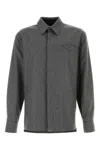 Bottega Veneta Light Wool Flannel Shirt In Grey