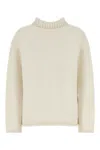 Bottega Veneta Off White Highneck Sweater In Grey