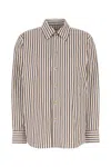 Bottega Veneta Knot-button Striped Cotton Button-down Shirt In Multi
