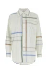 Bottega Veneta Womens White Blue Green Tau Checked Dropped-shoulder Relaxed-fit Cotton Shirt In Multicolor