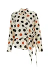 Bottega Veneta Silk Shirt With Polka Dot Pattern And Tie Detail In Printed