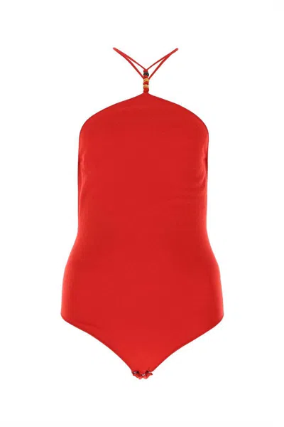 Bottega Veneta Red Stretch Cashmere Blend Bodysuit In 6144