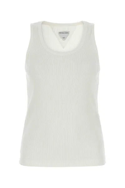Bottega Veneta Ribbed Sleeveless Top With Scoop Neck In White