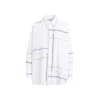 Bottega Veneta Womens White Blue Green Tau Checked Dropped-shoulder Relaxed-fit Cotton Shirt In White