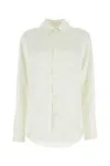 Bottega Veneta Ivory Satin Button-up Shirt For Women In White