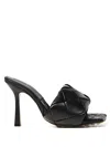 Bottega Veneta Green Intrecciato Lido Heeled Sandals In Black