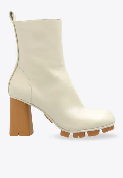 Bottega Veneta Shore 70 Nappa Leather Ankle Boots In White